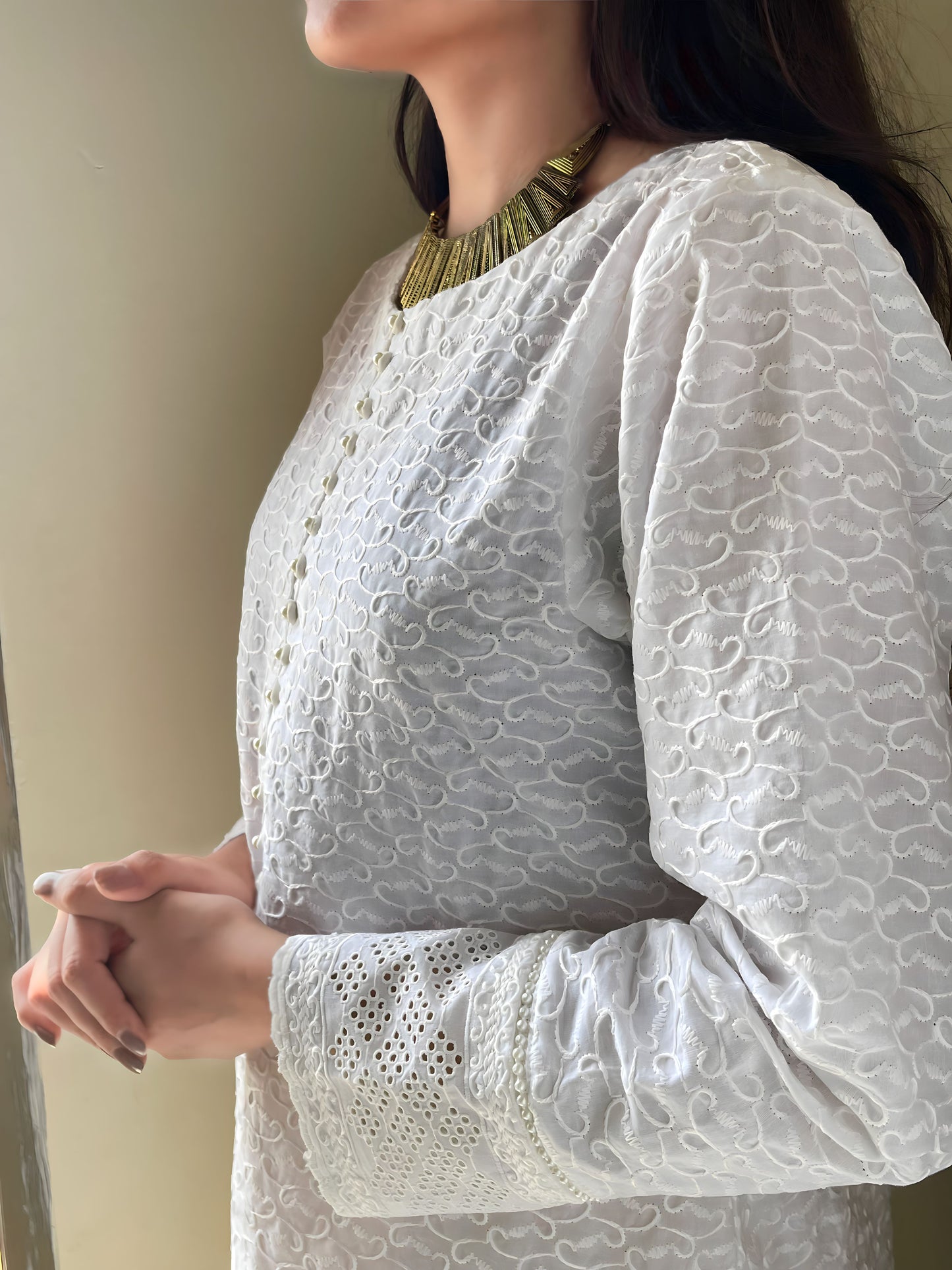 Whimsy white with pastel yellow 2 Piece