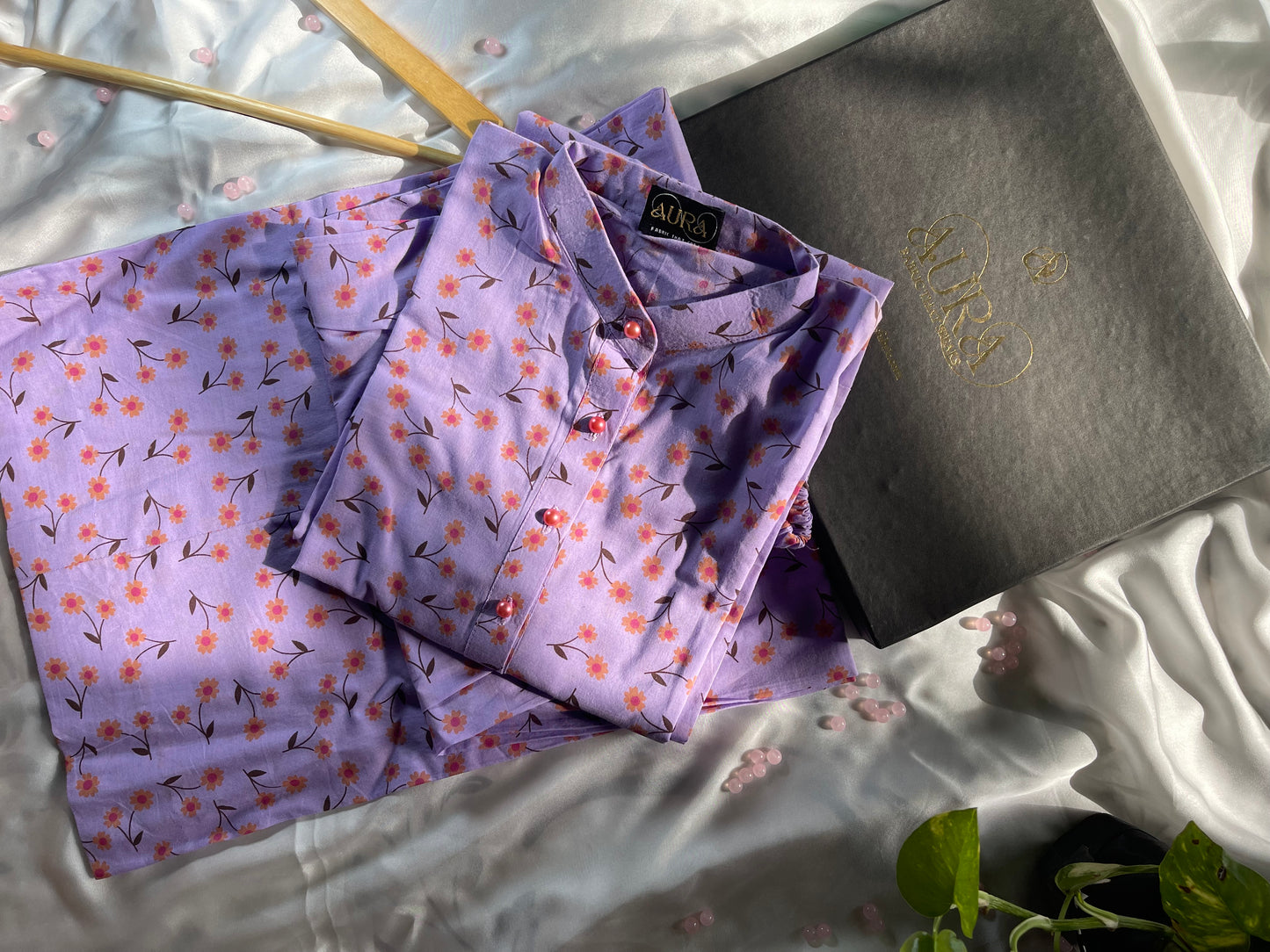 Purple Floral 2 piece (Stitched)