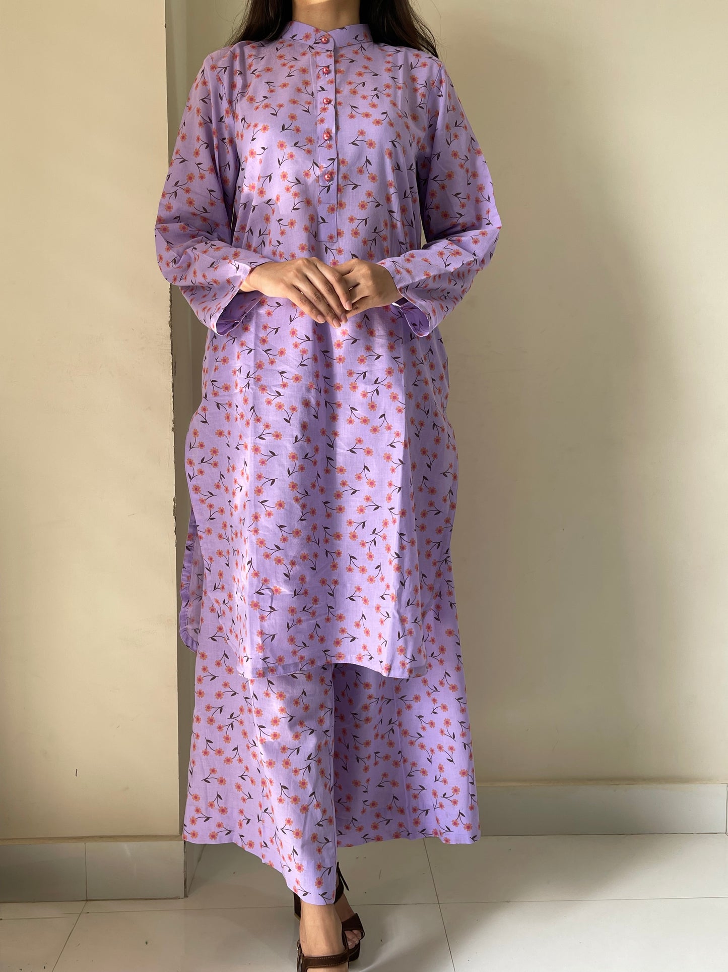Purple Floral 2 piece (Stitched)
