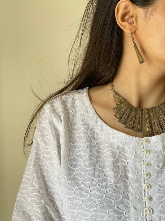 Whimsy white with pastel yellow 2 Piece