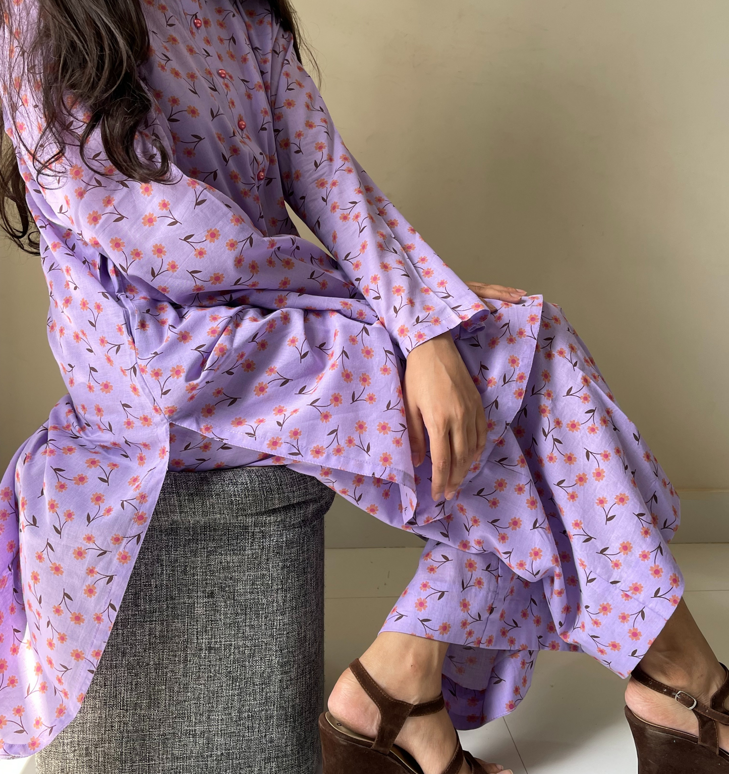 Purple Floral 2 piece (Stitched)
